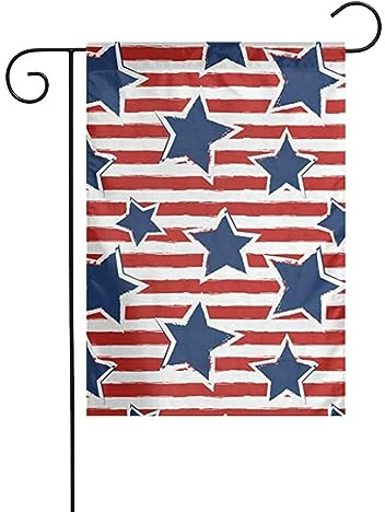 Drapeau de jardin double face rouge et blanc à rayures étoiles 30 x 45 cm drapeau de maison drapeau de jardin drapeau de bienvenue drapeau extérieur décor