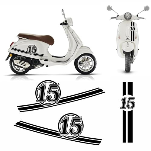 FOTOFOL Aufkleber Streifen Set Wunschnummer passend für Motorroller Vespa Primavera - Wunschzahl Dekor Aufkleber Scooter