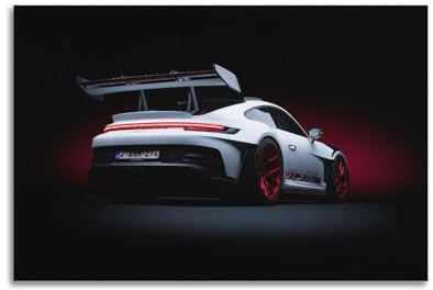 gead Poster 911 992 GT3 RS, Motiv: Deutsche Rennen, rote Räder, Sportwagen, dekorative Malerei, Leinwand, Kunstbild, 24x36in / 60 x 90 cm
