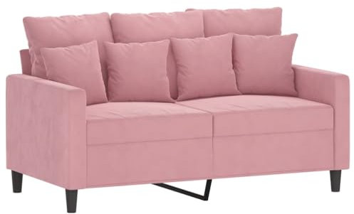 vidaXL Sofa 2-Sitzer, Loungesofa Couch mit Armlehnen Rückenkissen, Wohnzimmersofa Designsofa mit Metallgestell, Sitzmöbel Zweisitzer, Rosa Samt