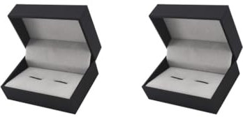 Leisurealeaneag 2er-Set Manschettenknöpfe/Manschettenknöpfe-Halter, Aufbewahrung, Herren-Schmuck, Geschenk-Box, Schwarz
