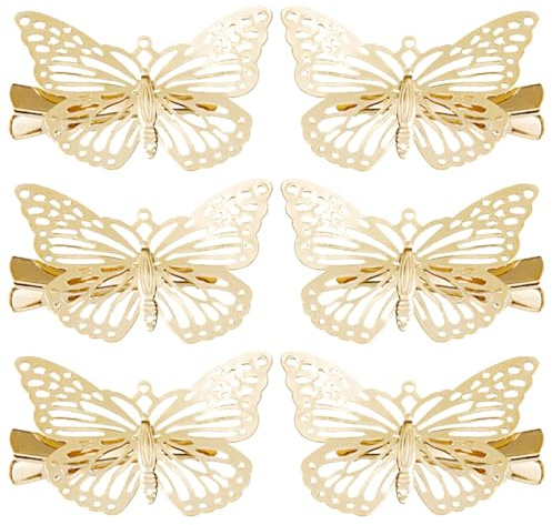LYITZW Paquete de 6 Boho Pinza de pelo de maripo sa Pasador de mariposa Horquillas de pelo de maripo sa 3D Pinzas de pelo de mariposa en movimiento Accesorios para el cabello para mujeres y niñas