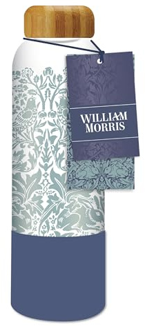 Portico Designs Ltd William Morris Brother Rabbit Glass Water Bottle with Bamboo Lid, 600ml Capacity, 24cm x 7cm