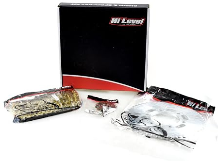 Hi Level motorcycle chain & sprocket kit, compatible with/replacement for Yamaha YZF-R125 19-22 52/14 + 428H-130L Gold