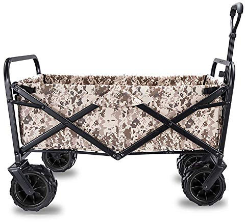 CCYENG Zusammenklappbarer Campingwagen/-Karren - Zusammenklappbarer, Stabiler Stahlrahmen, Garten-/Strandwagen/-Karren, Hochleistungs-Transportwagen, Maximale Belastu