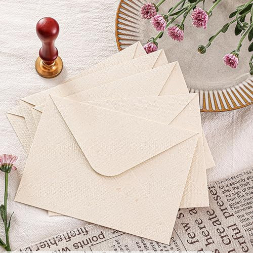 Wenxiaw Vintage Briefpapier Set, Retro Schreibpapier mit 10 Umschlägen, 16 Briefpapier und 10 Wachssiegelaufklebern, Cremefarben, A5-Größe