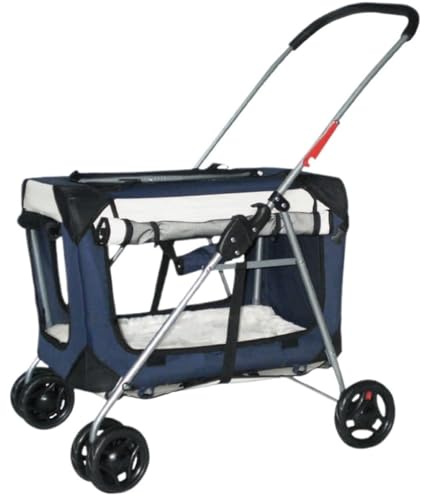 Hundewagen Hundebuggy Katzenwagen Reise-Katzen-Kinderwagen, Haustier-Kinderwagen Mit Rädern, Faltbarer Hunde-Kinderwagen, Inklusive Superweichem Bett Und Belüfteten Fenstern Haustier-Kinderwagen Hund