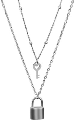 GZHENGZG Men's necklaces and women's jewelry Heart Key Lock Padlock Necklace Layer Chain Choker Necklace Trendy Fashion Wedding Jewelry for Women Gift gift