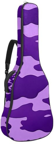 Schöne Gitarrentasche, wasserdichte Gigbag für 40/41/42 Zoll Akustikgitarre mit mehreren Taschen und Schutzschicht, Orange Camouflage Muster, Mehrfarbig Nr. 08, 42.9x16.9x4.7 in, Gitarrentasche