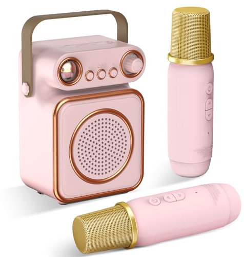 Olycism Karaoke Maschine Kinder mit 2 Mikrofonen 5W Ausgangslautsprecher mit Licht Leicht und Tragbar Mehrere Stimmmodi Kinder Karaoke mit Mikrofon Geschenke für Kinder 4 bis 12 Jahre