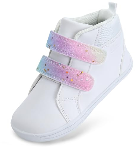 Chaussons pieds nus pour enfant - Chaussures larges pour garçon et fille - Chaussures de randonnée - Chaussures de trail - Chaussures pieds nus - Avec fermeture Velcro, Blanc., 27 EU Large