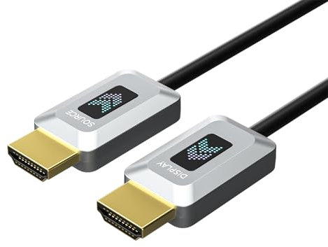 GeoHN.G 8K HDMI Glasfaserkabel 12M, 48Gbps Ultra High Speed langes HDMI 2.1 Kabel 8K@60Hz 4K@120Hz/144Hz Dolby/Dynamic/HDR10/eARC/HDCP 2.2&2.3/3D, kompatibel mit RTX 3090/PS5/Roku TV/HDTV/Blu-ray