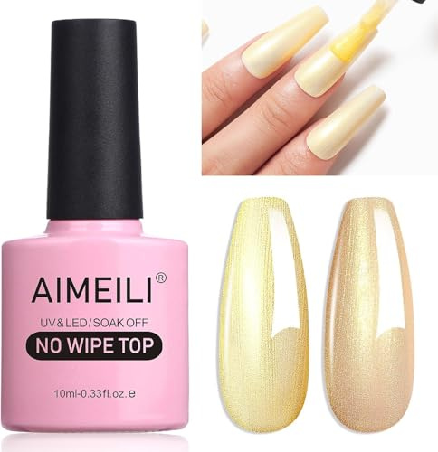 AIMEILI Glitzer Top Perlmutt 10ml UV Überlack Pearl Effect Nail Gel Pearl Schimmer