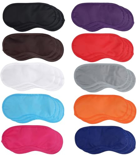 30 Pièces Multicolor Bandeau Yeux Sommeil, Masque de Sommeil Sangle Réglable, Bandeau Yeux lot, Cache Yeux pour Dormir, Masque Nuit Sommeil de 10 Couleurs, pour Avion, Train, Voyage, Siestes, le Repo