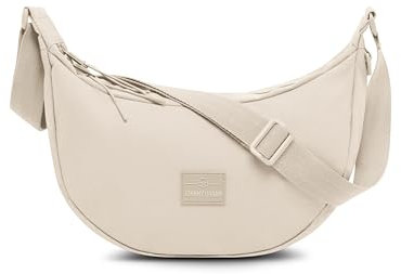 Johnny Urban Crossbody Bag Damen & Herren Beige - Ally Medium - Moon Bag Design - Umhängetasche im Halbmond Stil - Halbrunde Tasche mit verstellbarem Gurt - Wasserabweisend