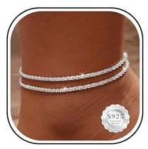 JUANKIKI 925 Sterling Silver Anklets for Women Adjustable Layered Waterproof Anklet Dainty Beach Ankle Bracelets for Women