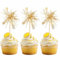 20 PCS Firework Cupcake Toppers, Gold Happy Birthday Cake Toppers Sparklers Fireworks Sticks Tinsel Flower Cocktail Stirrers Food Fruit Toothpicks for Valentine’s Day Party Supplies