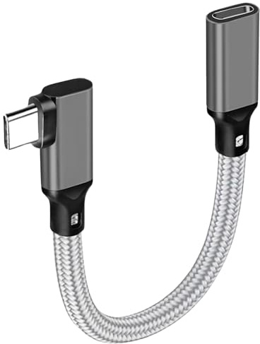 Cncedi Right Angle USB C Extension Cable 0.2m, 10Gbps 4K@60Hz | 90 Degree USBC Video Extension 100W Fast Charge Type C Male to Female Extender Charging Short Cord for Phone Laptop Tablet