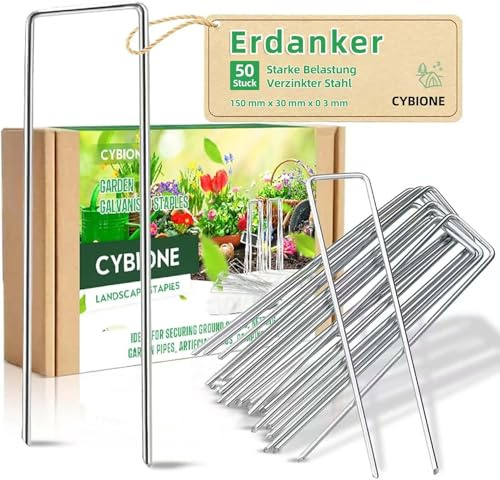 Erdanker Bodenanker Heringe Erdnägel Stabil - Erdanker Unkrautvlies Zeltheringe Stabile Bodenanker für Unkrautvlies Camping, Befestigung Zäunen, Kunstrasen, oder fürs Camping(50 Stück)