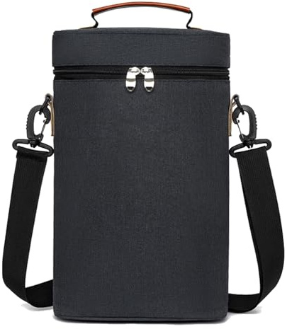 Insulated Wine Cooler Bag - 2 Bottle Cooler Tote Bag Insulated Wine Carrier - Leakproof Carrying Case Portable Wine Carrier with Handle for Christmas & BYOB