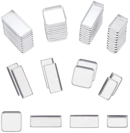 NICENEEDED 80 pz. Padella per Ombretto Vuota in Alluminio, Palette Rettangolare in Metallo per Cosmetici, Fard, Rossetto, Organizer, Contenitore Quadrato Ricaricabile