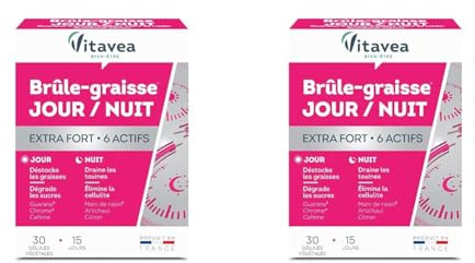 Vitavea - Complément alimentaire Minceur Brûle-graisse EXTRA FORT - Brule graisse : Guarana Chrome - Detox Draineur : Marc de raisin/Artichaut Citron - 30 gélules végétales - Fabriqué en France