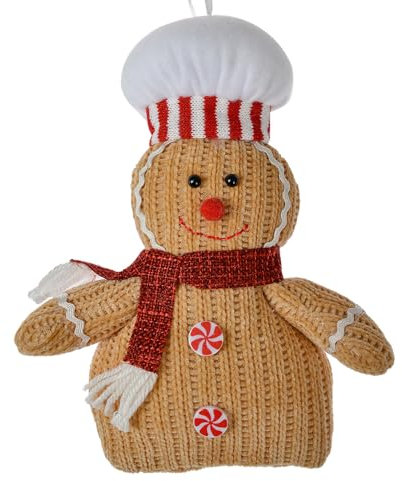 Clayre & Eef Weihnachtsanhänger Pfefferkuchenmann 15x4x21 cm Braun Stoff