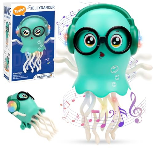 COLEESON Baby Spielzeug Tanzender Quallen, Tanzender Oktopus mit Licht & Musik, Interaktives Tummy Time Toys für Junge Mädchen Weihnacht Geburtstagsgeschenk