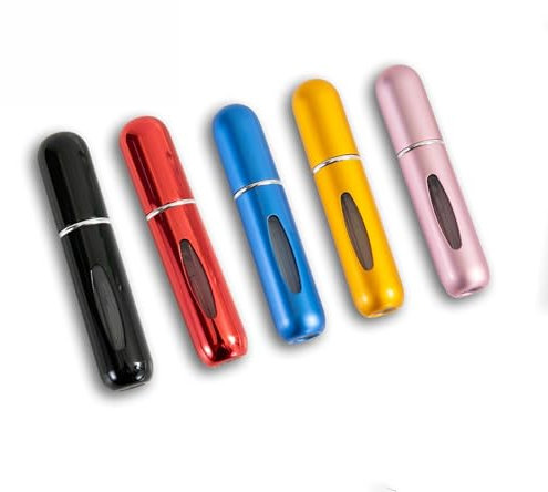 fKiZanthene 5pcs Perfume Atomiser, Refillable Bottles, 5ml Portable Mini Travel Perfume Atomiser, Empty Spray Bottle for Purse, Handbag, Pocket and Luggage