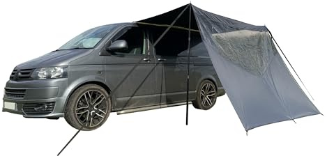 OLPRO Scenic Shade Campervan Canopy with PVC Window – Charcoal | Sun Canopy for Caravan, Motorhome, or Van | Waterproof Campervan Sun Shade, Fits Awning Rail
