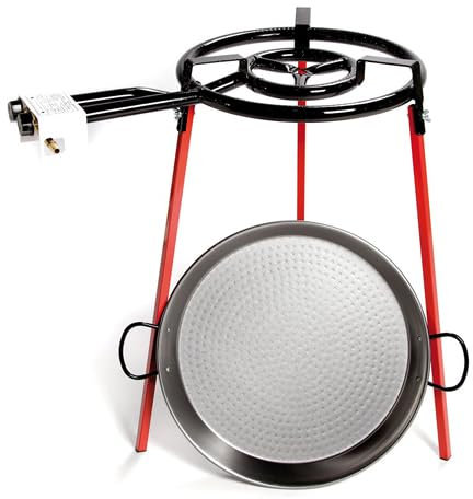 VoltShine Paellera de 46 cm con Quemador y trípode, Ideal para Preparar paellas al Aire Libre y Disfrutar de Comidas en Grupo.