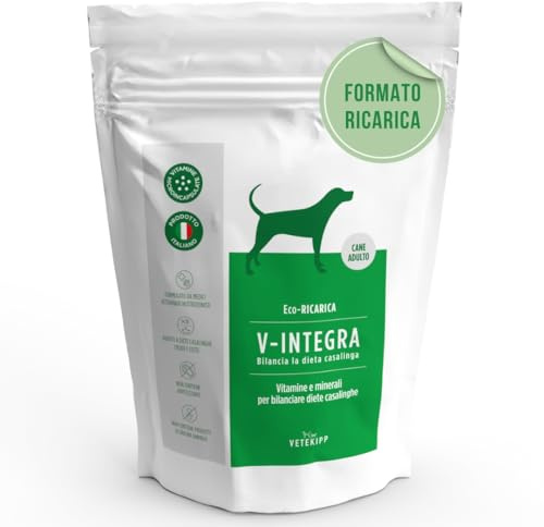 V-INTEGRA Adult Dog 1kg ECO REFILL, Complete Supplement Rich in Vitamins and Minerals for Homemade and BARF Diets, V Integra Multivitamin for Dogs, Dog Supplements Made in Italy