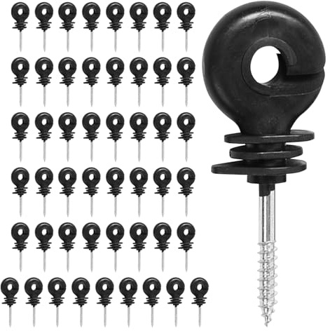 60Pcs 6mm Thick Electric Fence Insulators, Wire Mesh Screw-In Ring Insulator, Wooden Post Insulator Screw-in, for Ropes, Wires, Strands, Garden, Farm