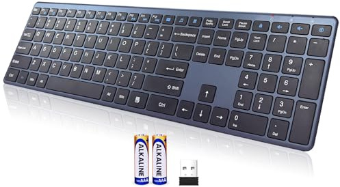 Wireless Keyboard-2.4G Ultra Slim Quiet Full Size USB PC Computer Keyboard,19 Multimedia Keys,Number Pad,Plug&Play,Lag-Free Ergo,Long Battery life for Desktop,Laptop,Smart TV,MAC,Windows,QWERTY
