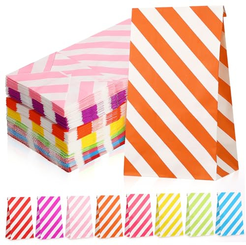 MOTHNUR 80 Stück Teiliges Kleine Bunte Papiertüten mit Flachem Mund Stabile Geschenktüten aus Reißfestem Papier für Party Süßigkeiten Popcorn Snacks Schmuck und Kleine Geschenke