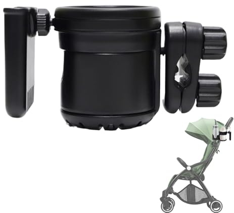 Portavasos para Silla De Ruedas - Soporte Antideslizante con Portamóviles para Bebé y Bebidas,Portavasos Antideslizante para Silla De Ruedas Bicicleta Y Cochecito De Niño