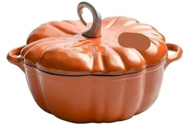Forno olandese per zucca Pentola smaltata a forma di zucca, pentola in ghisa, for zuppa, forno olandese multifunzionale, rivestimento antiaderente, casseruola con coperchio(B1 25cm orange)