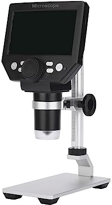 Digital Electron Microscope 4.3 Inch Large Base LCD Display 10MP 1-1000X Continuous Amplification Magnifier Easy To Use(Silver)