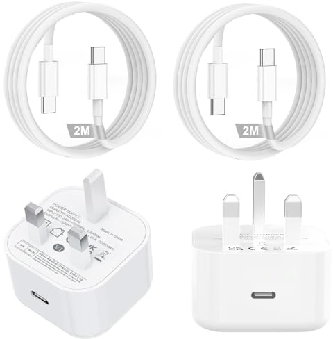 iPhone Charger Fast Charge for Apple iPhone 17 16 15, 2Pack USBC Plug 20W Type C Charger Plug PD Fast with USB C to USB C Cable 2M/6FT, USBC charger for iPhone 17 16 15 Pro Max/iPad Pro/Air/MacBook