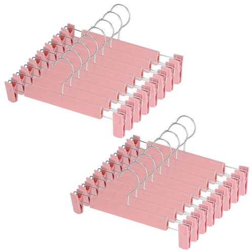 AZKEEGREY 30 stycken byxgalgar klämhängare, klädhängare för byxor kjolar klädhängare med klämmor plast, rockhängare byxspännare justerbara klämmor, rosa