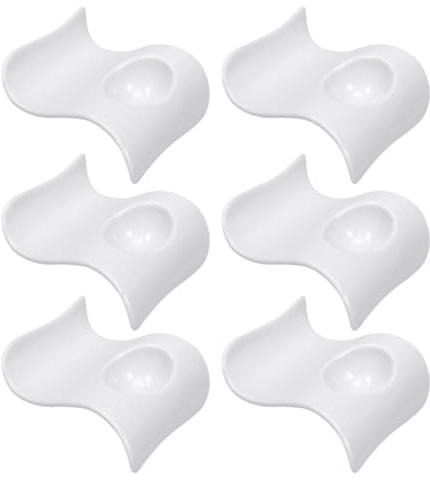 NUOBESTY Portauova in Ceramica 6 Pezzi Set Portauova da Tavola per Colazione Superficie Lucida Resistente AI Graffi Domestici per Cucina e Frigorifero Design Semplice e Artigianale