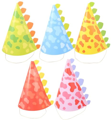 CONGARTENO 10 Pezzi Cappellini da Festa per a Tema Dinosauro Cappelli di Carta a Cono Colorati Accessori per Feste di Compleanno e Bomboniere per