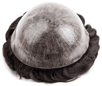 Kurze Perücke für Männer Thin Skin Injection PU All Poly Base Human Hair Replacement System Herren-Toupet Abdeckung Kahler Stellen(7x8)