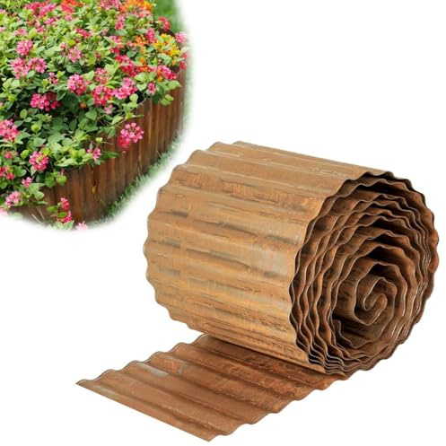 Gohytal Rasenkante aus Cortenstahl, Metall-Beeteinfassung rund mit Rost 20cm Hoch Flexibel Rasenkanten für DIY-Rasen Groß-Gärten Blumenbeet Landschaftsgestaltung