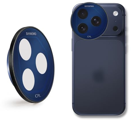 Filtre CPL avec anneau adaptateur magnétique - Compatible avec iPhone 17 Pro et tous les filtres de 58 mm (bleu)