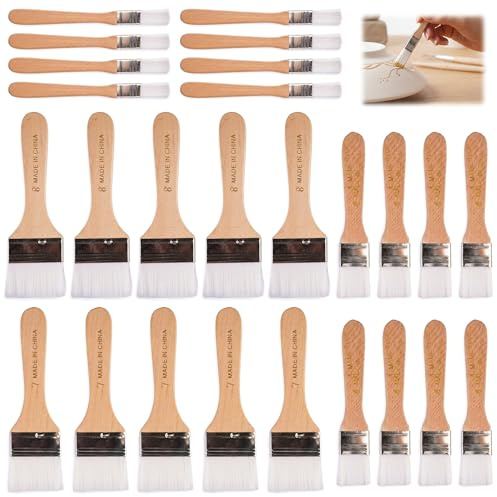 AetherAurora 26 Stück Pinsel Malerpinsel Set für Farben, Malerbedarf, Streichen, Klebstoffe | .2/2.5/4.2/4.5 cm Flachpinsel mit Holzgriff, Lasurpinsel Holz Außen Lackpinsel, Lackierpinsel Fensterpinsel