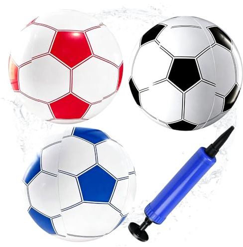 VorPrillynt Beach Football Large Beach Ball, Inflatable Football, Adults Pool Float Balls, Water Soccer Ball for Swimming Pool Beach Theme Party Outdoor Activities, Summer Party