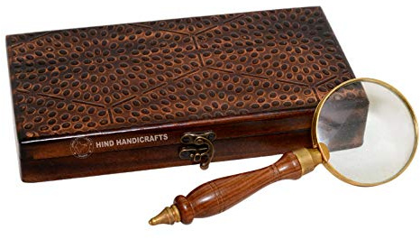 Handlupe mit 7,6?cm Premium Messing gerahmt Lupe mit Holz handgefertigt | B?ro Ware Deko Zoomen Objektiv | f?r Vater/Mutter/f?r Thanksgiving/Jahrestag