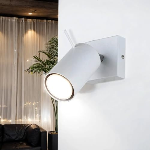 Licht-Erlebnisse Wandspot Metall Weiß Wohnzimmer Esszimmer Flur H:10 cm GU10 max. 35 Watt zielgerichtetes Licht flexibel Moderne Wandlampe Küche RING