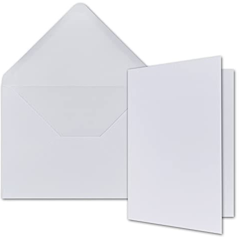 FarbenFroh by GUSTAV NEUSER A5 Doppelkarten Set inklusive Briefumschläge - 50er-Set - Blanko weiße Einladungskarten in Hochweiß - Faltkarten mit Umschlägen